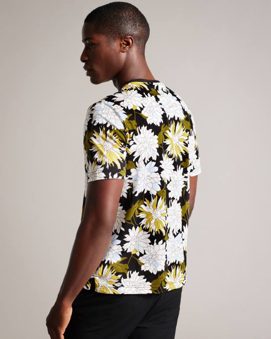 Ted Baker Hommes 60VD1316 vêtements t-shirt fleuri à manches courtes et imprimé floral multicolore