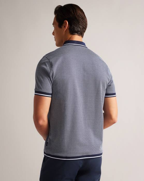 Ted Baker Hommes 60VD1322 vêtements affric polo régulier à manches courtes texturé géo marine