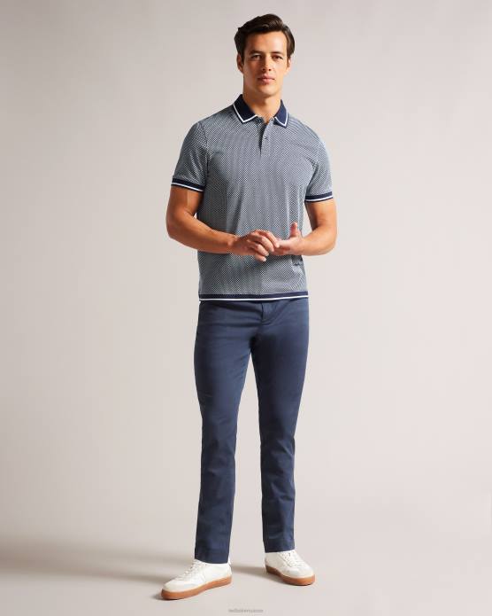 Ted Baker Hommes 60VD1322 vêtements affric polo régulier à manches courtes texturé géo marine