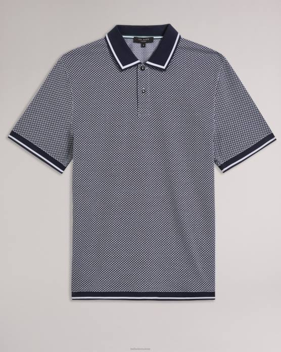 Ted Baker Hommes 60VD1322 vêtements affric polo régulier à manches courtes texturé géo marine