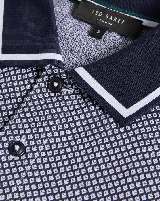 Ted Baker Hommes 60VD1322 vêtements affric polo régulier à manches courtes texturé géo marine