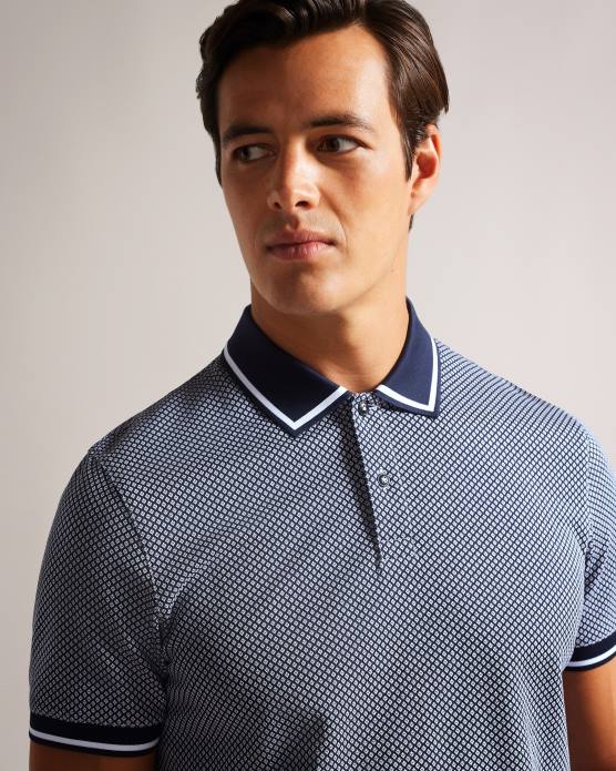 Ted Baker Hommes 60VD1322 vêtements affric polo régulier à manches courtes texturé géo marine
