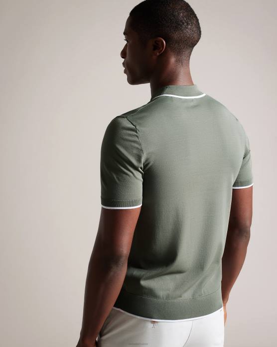 Ted Baker Hommes 60VD1327 vêtements polo en rayonne à manches courtes Stortfo kaki