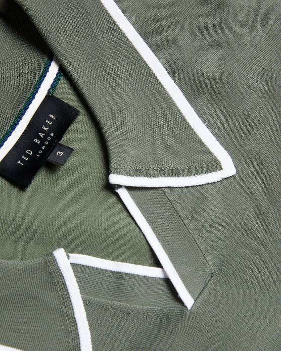 Ted Baker Hommes 60VD1327 vêtements polo en rayonne à manches courtes Stortfo kaki