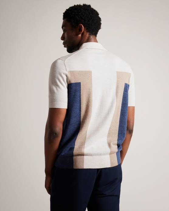 Ted Baker Hommes 60VD1328 vêtements larbrot polo à manches courtes et col zippé écru