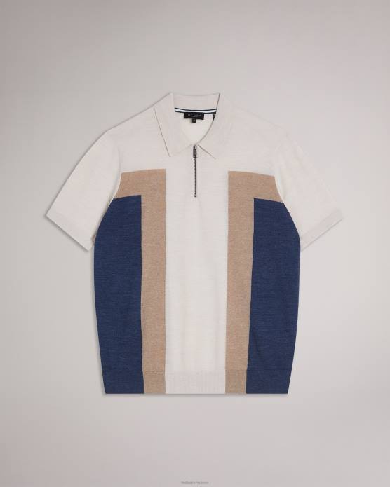 Ted Baker Hommes 60VD1328 vêtements larbrot polo à manches courtes et col zippé écru