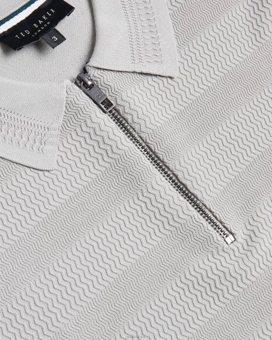 Ted Baker Hommes 60VD1363 vêtements polo texturé à manches courtes stree gris