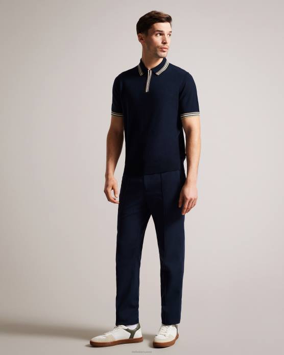 Ted Baker Hommes 60VD1367 vêtements Polo à manches courtes et bordure rayée Pierrot marine