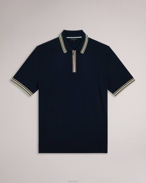 Ted Baker Hommes 60VD1367 vêtements Polo à manches courtes et bordure rayée Pierrot marine