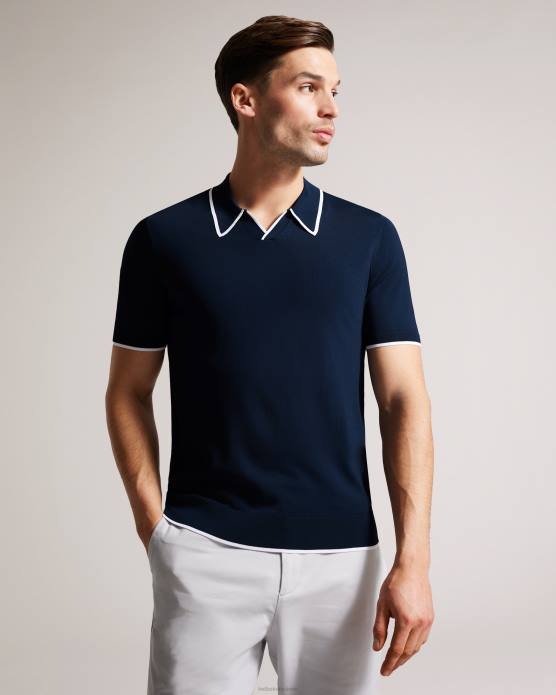 Ted Baker Hommes 60VD1373 vêtements polo en rayonne à manches courtes Stortfo marine