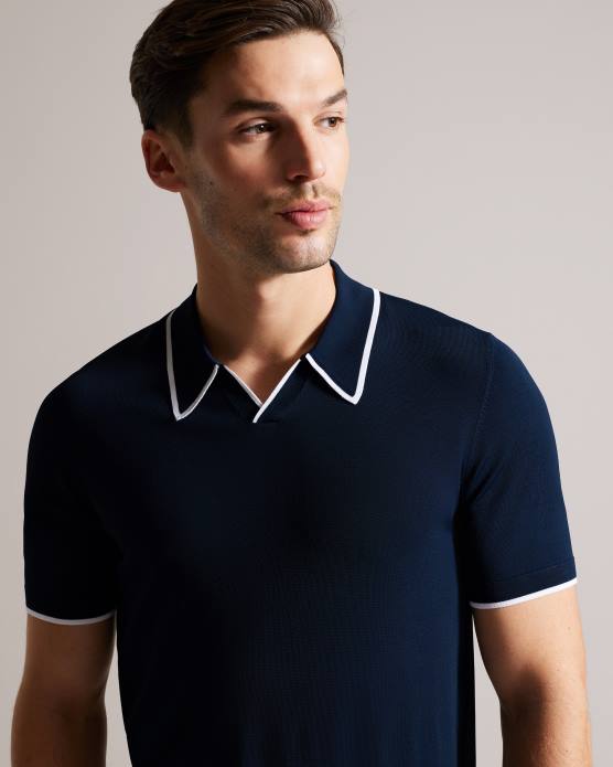 Ted Baker Hommes 60VD1373 vêtements polo en rayonne à manches courtes Stortfo marine