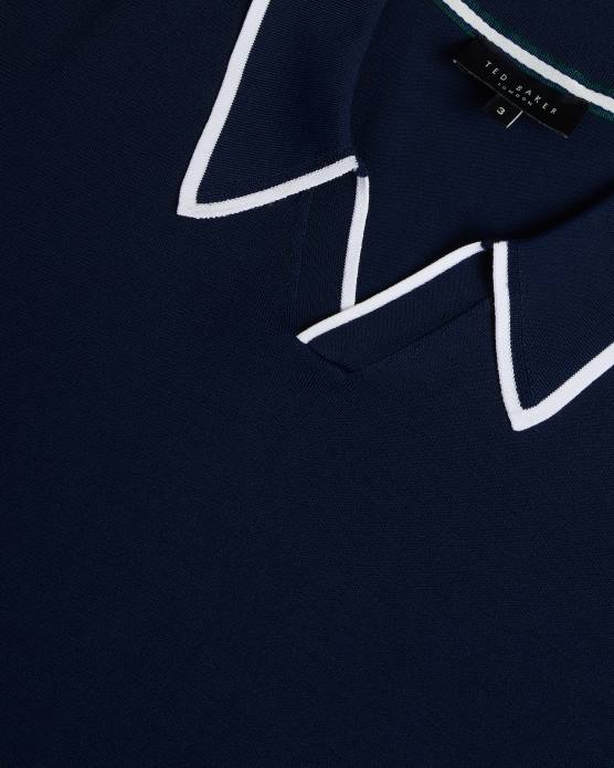 Ted Baker Hommes 60VD1373 vêtements polo en rayonne à manches courtes Stortfo marine