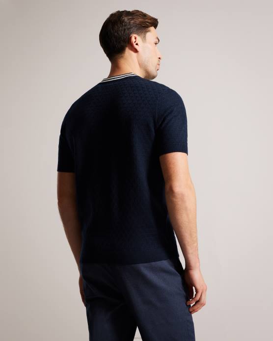 Ted Baker Hommes 60VD1409 vêtements t-shirt cousu à manches courtes hanam marine