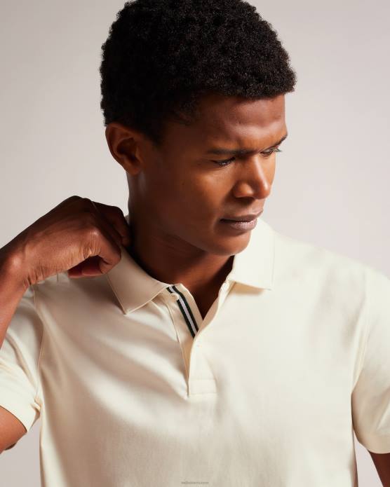 Ted Baker Hommes 60VD1433 vêtements Zeiter - Polo coupe slim à manches courtes écru