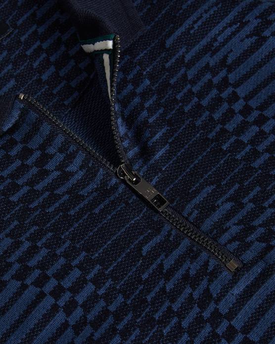 Ted Baker Hommes 60VD1444 vêtements ono - polo à pois en jacquard à manches courtes marine