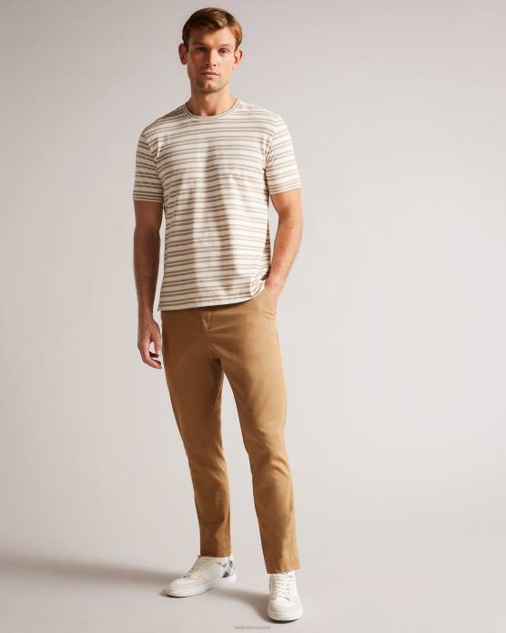 Ted Baker Hommes 60VD1471 vêtements vadell t-shirt rayé coupe classique à manches courtes brun clair