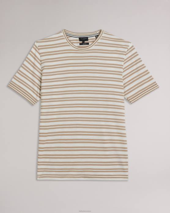 Ted Baker Hommes 60VD1471 vêtements vadell t-shirt rayé coupe classique à manches courtes brun clair