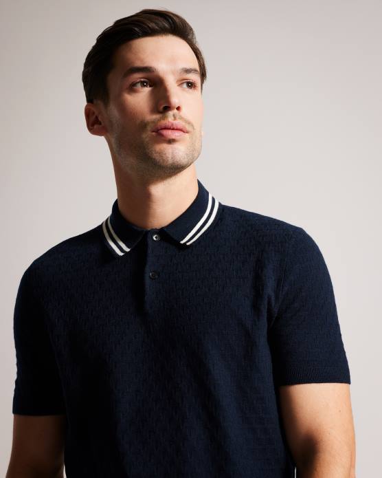 Ted Baker Hommes 60VD1497 vêtements Polo cousu en T régulier à manches courtes mahana marine