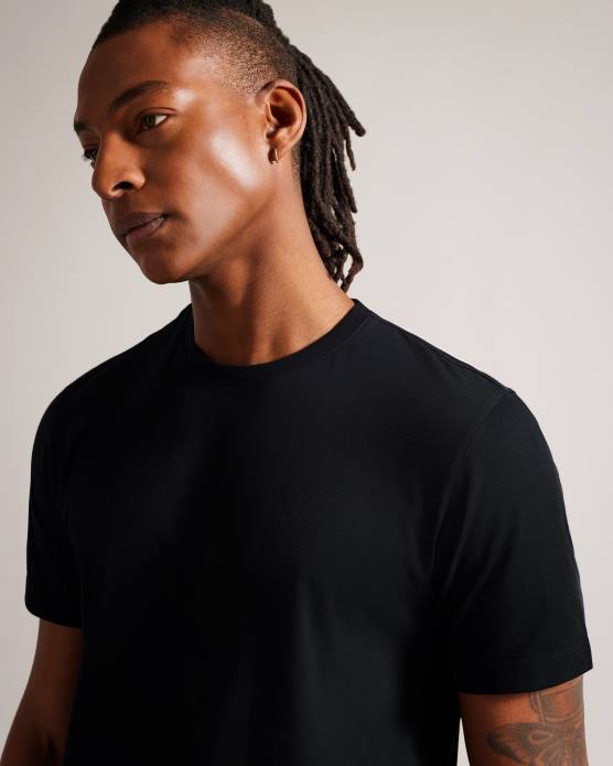 Ted Baker Hommes 60VD1513 vêtements Tywinn - T-shirt uni coupe classique à manches courtes noir