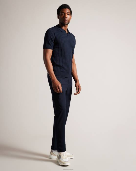 Ted Baker Hommes 60VD1514 vêtements polo botanique à manches courtes et col ouvert marine