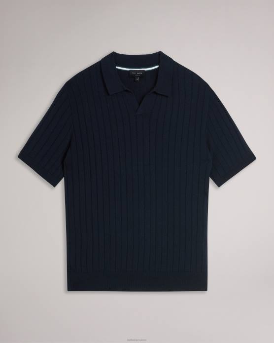 Ted Baker Hommes 60VD1514 vêtements polo botanique à manches courtes et col ouvert marine