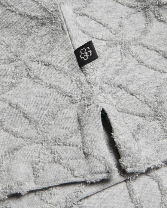 Ted Baker Hommes 60VD1515 vêtements polo marocain zippé à manches courtes en jacquard marnes grises