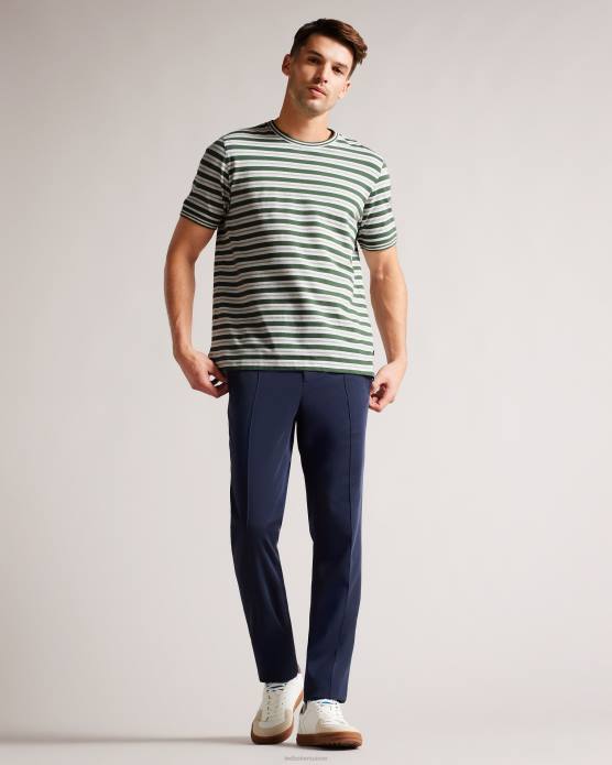 Ted Baker Hommes 60VD1517 vêtements vadell t-shirt rayé coupe classique à manches courtes kaki