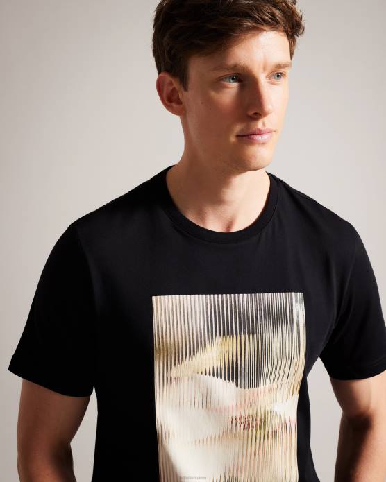 Ted Baker Hommes 60VD1526 vêtements t-shirt graphique abstrait à manches courtes d'espèces noir
