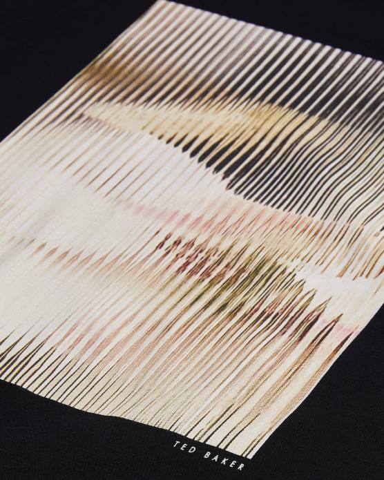 Ted Baker Hommes 60VD1526 vêtements t-shirt graphique abstrait à manches courtes d'espèces noir