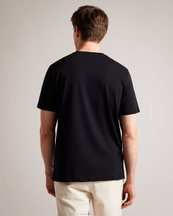 Ted Baker Hommes 60VD1526 vêtements t-shirt graphique abstrait à manches courtes d'espèces noir