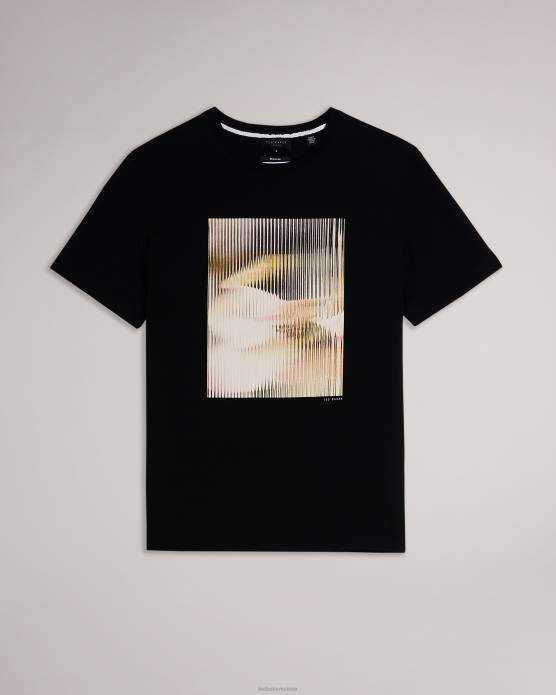 Ted Baker Hommes 60VD1526 vêtements t-shirt graphique abstrait à manches courtes d'espèces noir