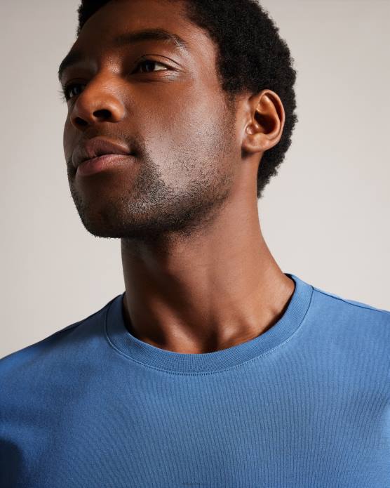Ted Baker Hommes 60VD1531 vêtements Tywinn - T-shirt uni coupe classique à manches courtes bleu