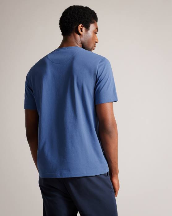 Ted Baker Hommes 60VD1531 vêtements Tywinn - T-shirt uni coupe classique à manches courtes bleu