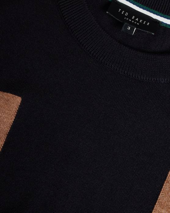 Ted Baker Hommes 60VD1538 vêtements t-shirt navia en pure laine à manches courtes bleu marine foncé