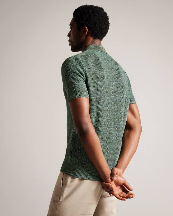 Ted Baker Hommes 60VD1558 vêtements blossam - polo zippé à manches courtes olive