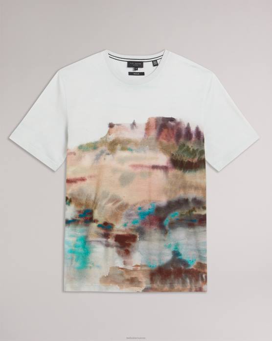 Ted Baker Hommes 60VD1564 vêtements tinot - t-shirt à imprimé abstrait à manches courtes blanc