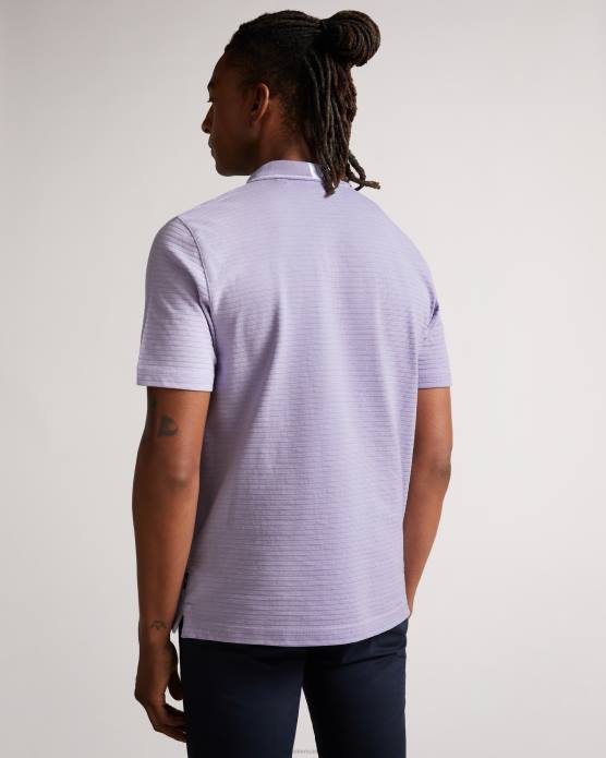 Ted Baker Hommes 60VD1577 vêtements buer - polo zippé texturé à manches courtes violet clair