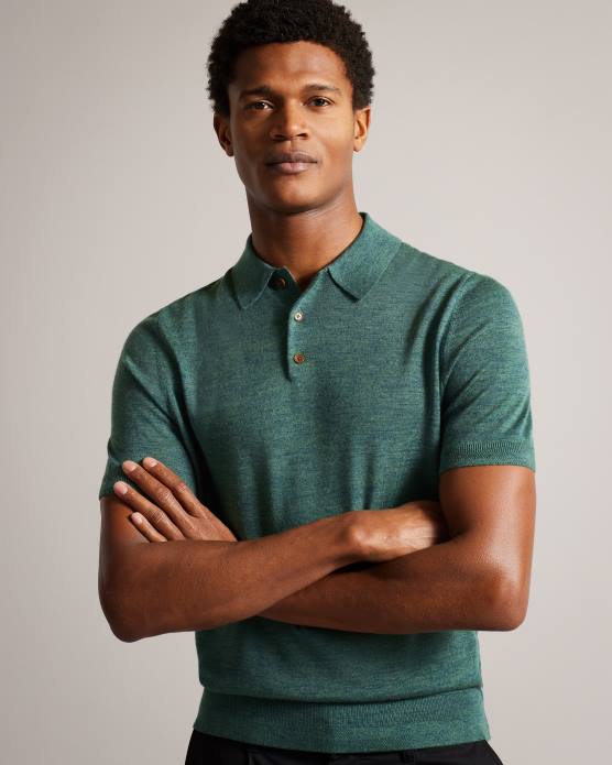 Ted Baker Hommes 60VD1581 vêtements polo en laine à manches courtes mondsey vert