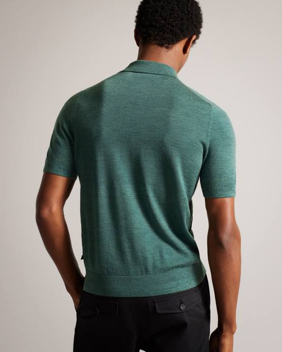 Ted Baker Hommes 60VD1581 vêtements polo en laine à manches courtes mondsey vert