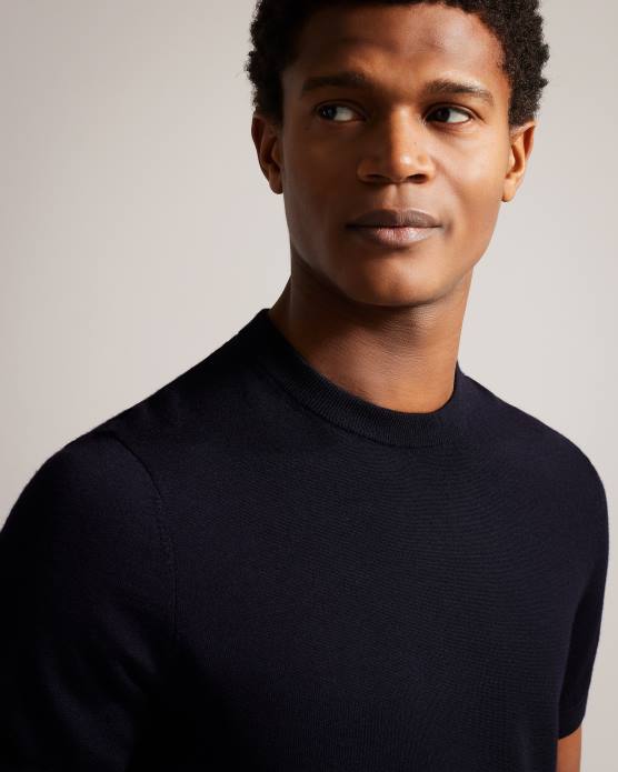 Ted Baker Hommes 60VD1591 vêtements t-shirt tricoté à manches courtes senti marine