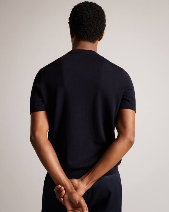 Ted Baker Hommes 60VD1591 vêtements t-shirt tricoté à manches courtes senti marine