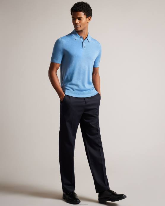 Ted Baker Hommes 60VD1593 vêtements polo en laine à manches courtes mondsey bleu pâle