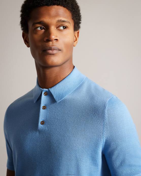 Ted Baker Hommes 60VD1593 vêtements polo en laine à manches courtes mondsey bleu pâle