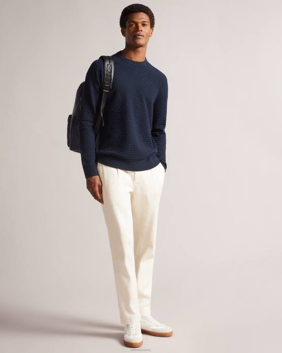 Ted Baker Hommes 60VD1246 vêtements col rond texturé à manches longues lentic marine
