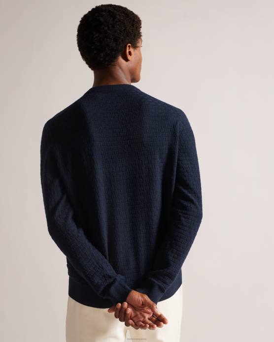 Ted Baker Hommes 60VD1246 vêtements col rond texturé à manches longues lentic marine