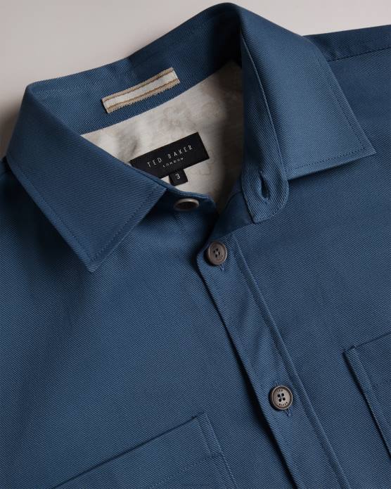 Ted Baker Hommes 60VD1248 vêtements hasting surchemise en sergé à manches longues bleu moyen