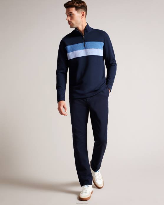 Ted Baker Hommes 60VD1305 vêtements Veller - Pull coupe slim à manches longues et demi-zip marine