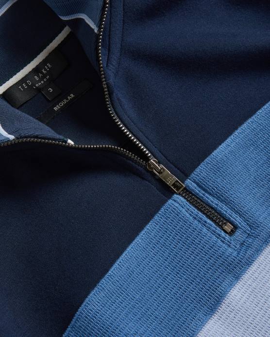 Ted Baker Hommes 60VD1305 vêtements Veller - Pull coupe slim à manches longues et demi-zip marine