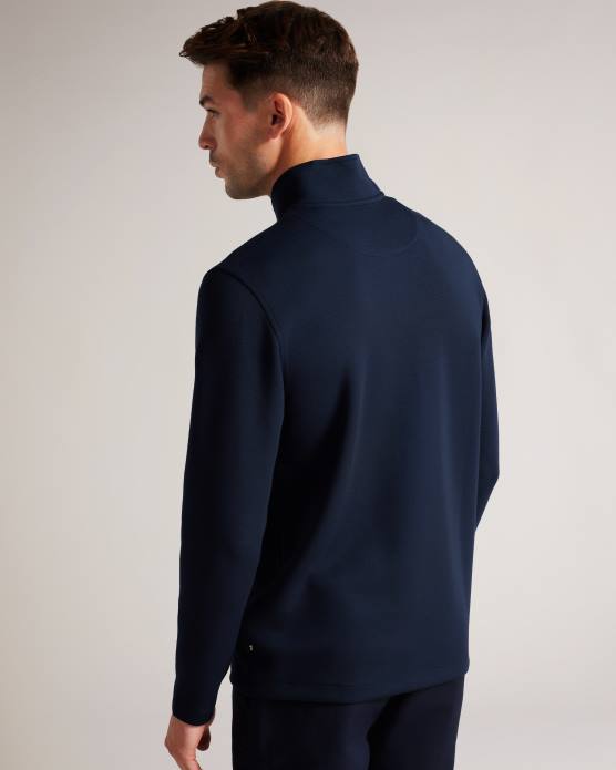 Ted Baker Hommes 60VD1305 vêtements Veller - Pull coupe slim à manches longues et demi-zip marine