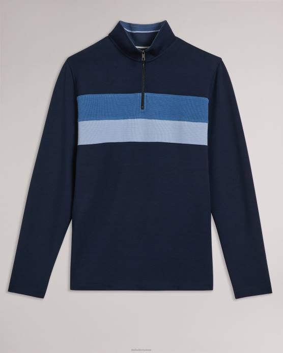 Ted Baker Hommes 60VD1305 vêtements Veller - Pull coupe slim à manches longues et demi-zip marine